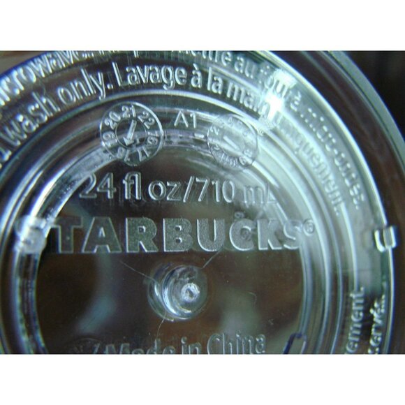 Starbucks Cold Cup Clear Venti Tumbler Traveler Green Straw Lid Large Logo 24 oz - Picture 10 of 12